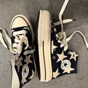 Converse Black and Cream High-Top Sneakers